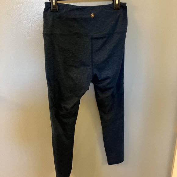 Gaiam Yoga Pants Sz Medium Blue/Dark Turquoise Stretch Leggings Mesh Panels - Picture 2 of 6